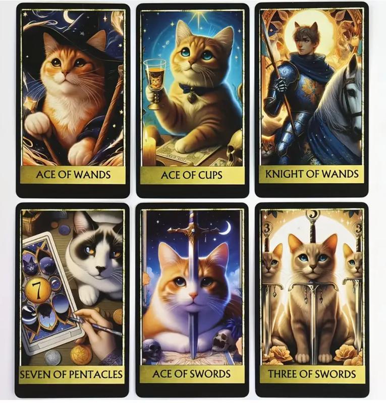 Cat Tarot Cards Deck - Elegant Design with Assorted Cards for Meditation and Guided Imagery - 78 Card Deck - Perfect for Spiritual Journey