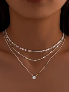 Layered Gold Necklaces for Women, Dainty Layering Jewelry, Dainty Pendant Necklace Set , Chunky Stackable Cuban Chain Choker, Trendy Jewelry Gift for Mom