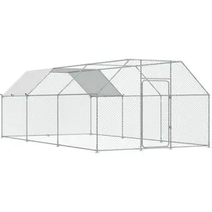 AECOJOY Extra Large Metal Chicken Coop Run for Yard with Cover, Walk-in Chicken Pen for Outdoor, Backyard, and Farm, Hen Cage House Suitable for 15-20 Chickens and Other Poultry