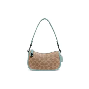 COACH Swinger 20 Signature Jacquard Crossbody Bag with Leather Trim for Women