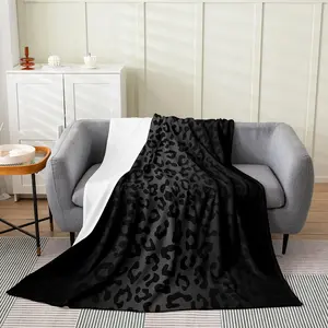 Leopard Flannel Fleece Blanket,Cheetah Print Plush Throw Blanket for Bedroom Bed Sofa,Black Wild Animal Sofa Bed Travel Luxury Blanket