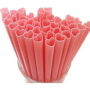Heart Shaped Plastic Straws, Food Grade Creative Drinking Straws, Cute Heart Mouthpiece Straws for Party, Wedding, Valentine's Day