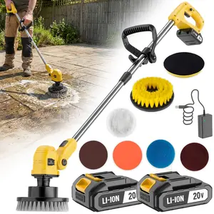 20V Electric Scrubber, Cordless Rotary Floor Cleaner, Multi-functional Floor Cleaning Brush, Extendable Telescopic Handle, Equipped with Rechargeable Battery, Multiple Brush Heads,Suitable for Floor Cleaning Scenarios in Kitchens and Bathroom