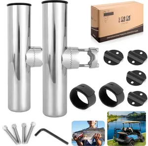 Stainless Steel Fishing Rod Holders for EZGO, Yamaha, Club Car Golf Cart (x2)