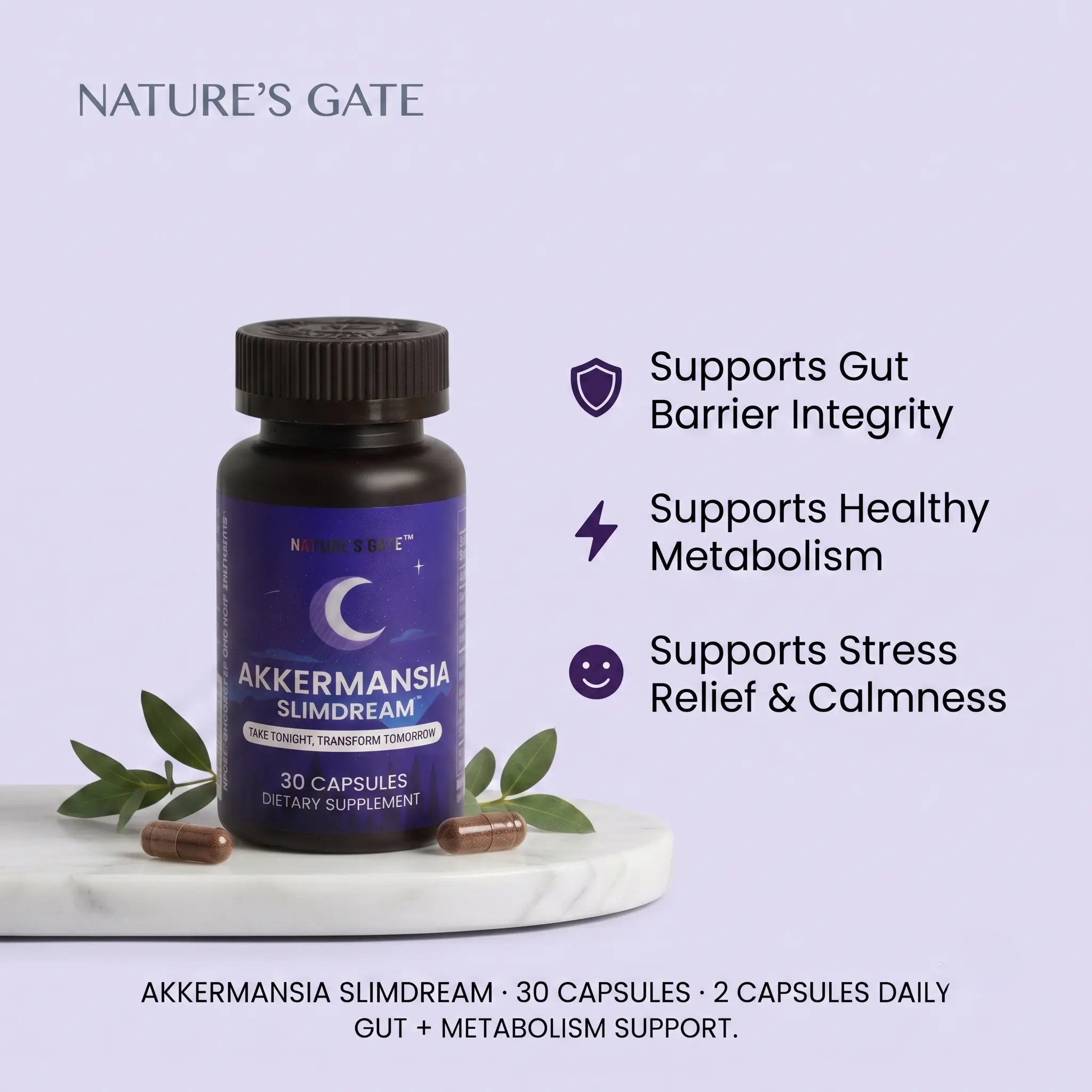 AKKERMANSIA SLIMDREAM Gut Health Supplement - Supports Gut Barrier, Digestive Health, Metabolic Wellness & Stress Relief with KSM-66 Ashwagandha, L-Theanine & Magnesium Citrate - Prop 65 Safe, 30 Capsules (15 Servings) backtoschool, Magnesium Supplement,
