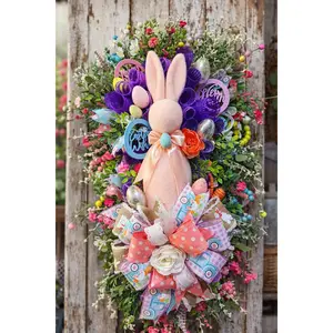 Pastel Easter Bunny Door Swag – Luxury Spring Front Door Decor