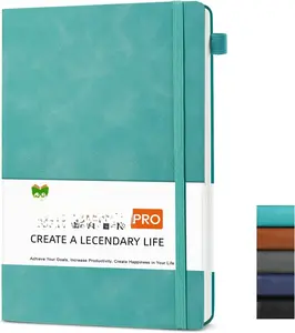 Hardcover Journals 200 Pages, Leather Lined Journal Notebooks, A5 College Ruled Thick Classic with Pen Loop Notebook Journals for Writing, for Men Women Office School, 5.75'' X 8.38'', Green