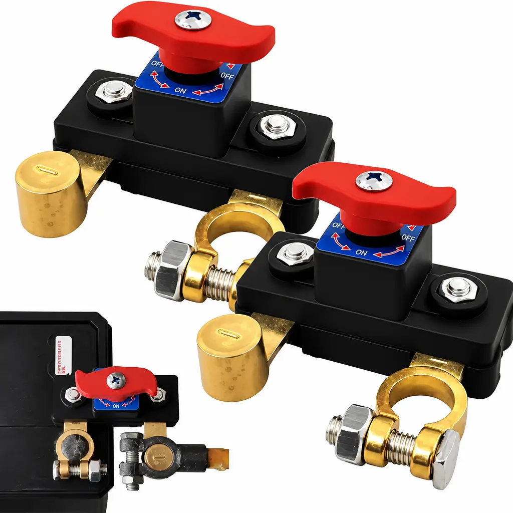 Vehicle Battery Main Power Cut Off Disconnect Switch (1 or 2 Pack) - Heavy Duty Pure Copper Winch Accessory for RV/Truck, 12V & 24V Battery Systems, High Conductivity, Stable Transmission, Safe Cutoff, Father’s Day Gift for Dads