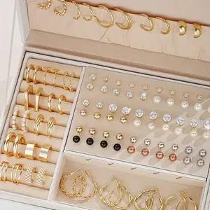108 Pcs Set Of Exquisite Female Earrings Zinc Alloy Jewelry With Rhinestones Inlaid Elegant Leisure Style For Women Gift Without Gift Box
