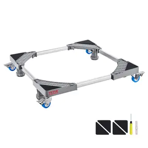 VEVOR Mini Fridge Stand, 400 lbs Load, 4 Strong Feet, 4 Locking Swivel Wheels, Washer and Dryer Pedestal, Multi-Functional Adjustable Base for Washing Machine, and Refrigerator, Universal Mobile Base