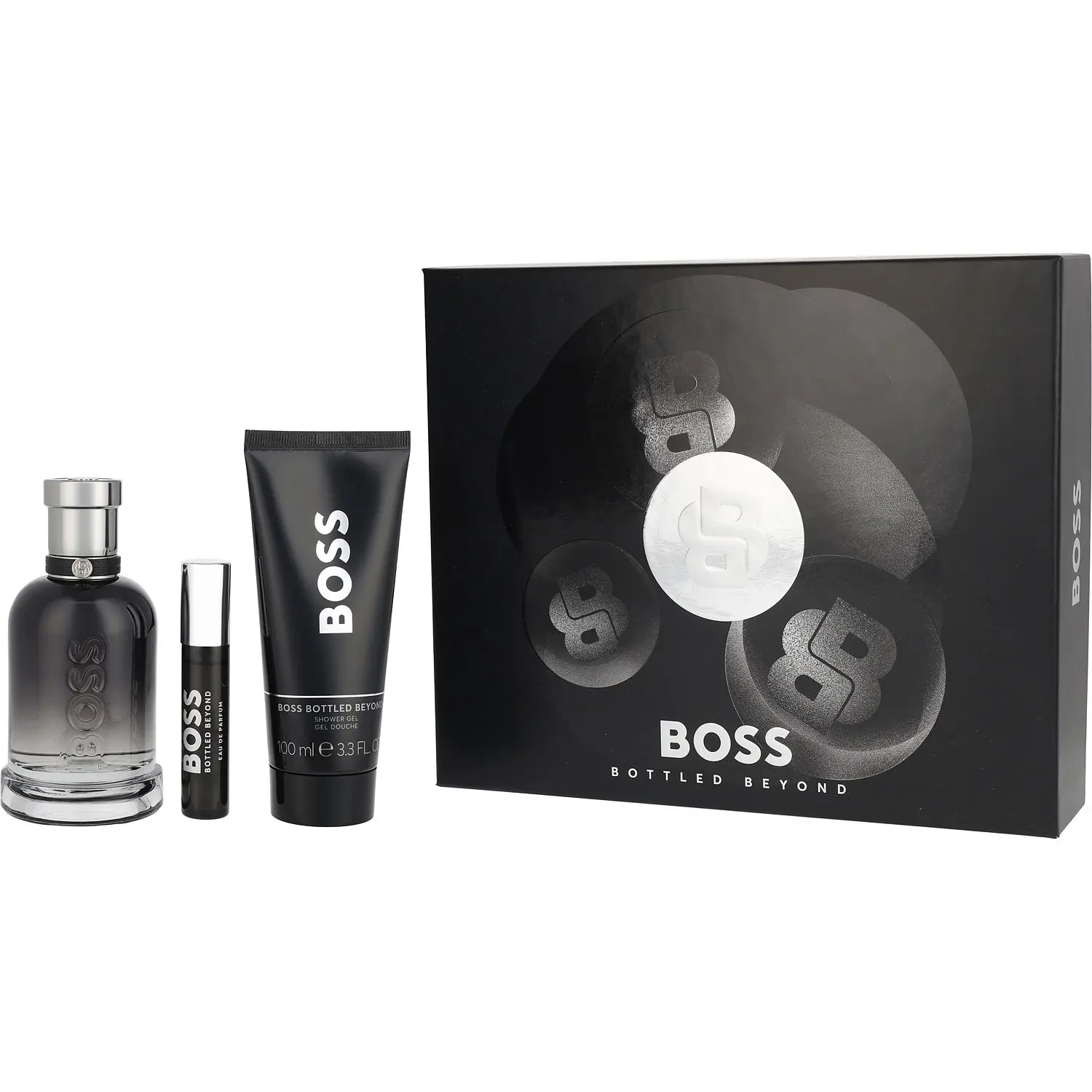 Boss Bottled Beyond Set-Eau De Parfum Spray 3.3 Oz & Shower Gel 3.4 Oz & Eau De Parfum Spray 0.33 Oz Mini For Men