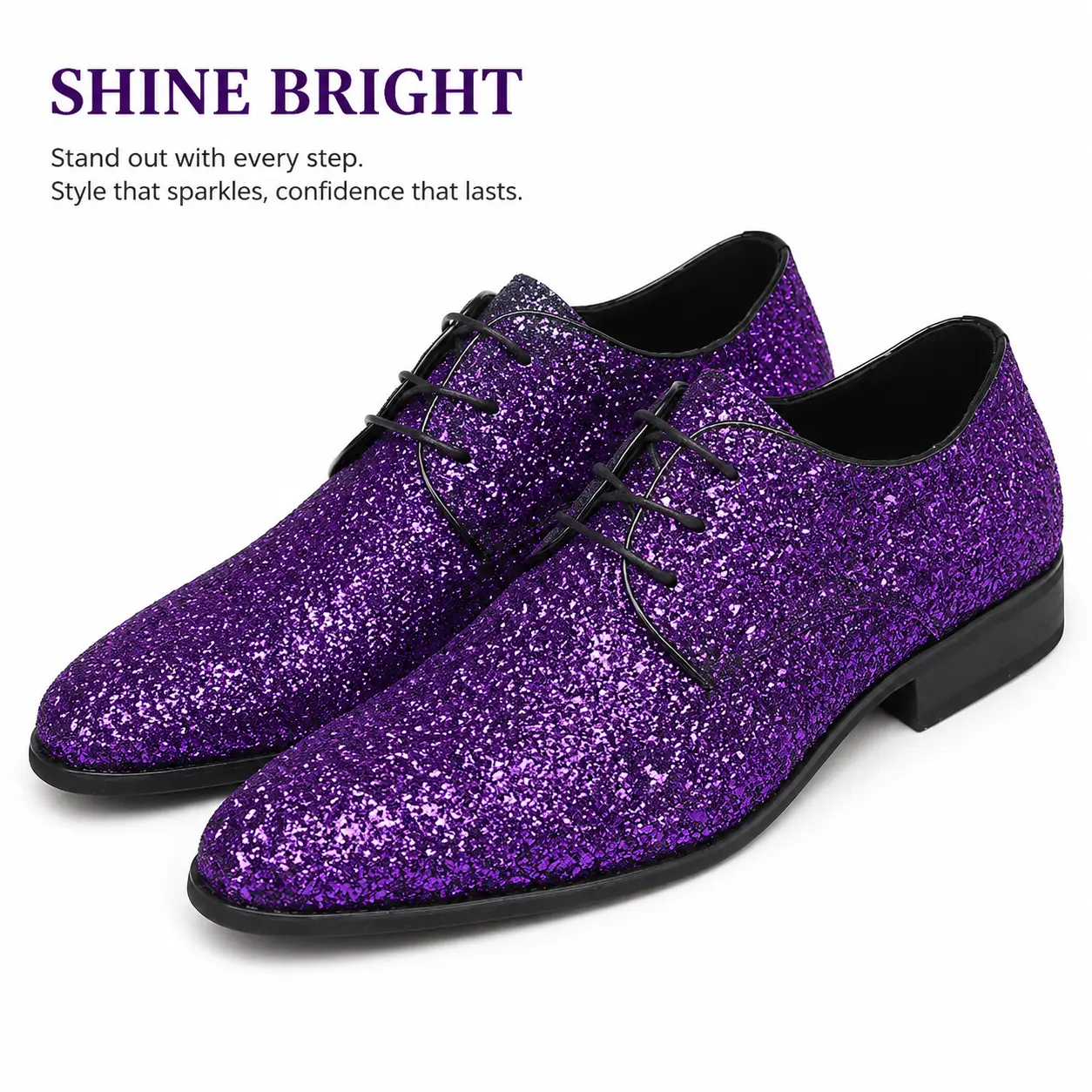 Men's Dress Shoes Sparkling Formal Shoes Elegant Glitter Lace Up Oxfords with Stylish Party Design, Weight, Closed, Footwear, Men's Shoes, Sequins