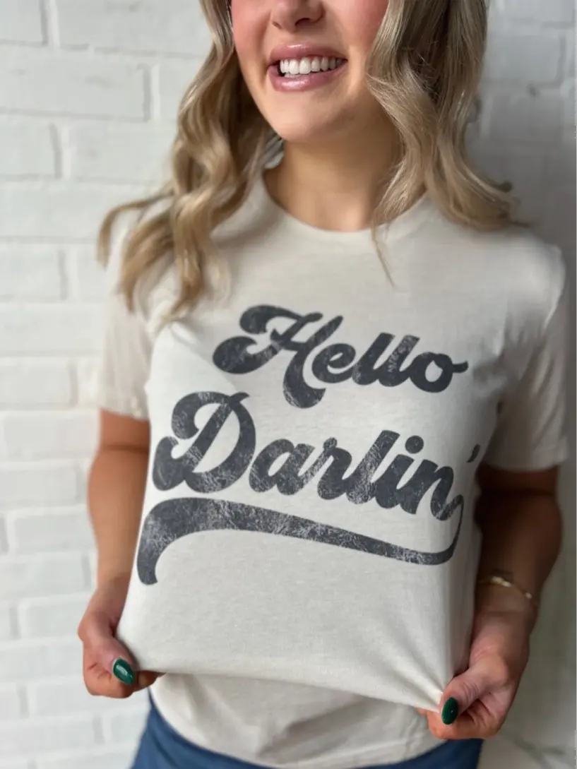 Comfort Colors Hello Darling Graphic Tee, Country Festival Shirt Womenswear Top Streetwear Summer