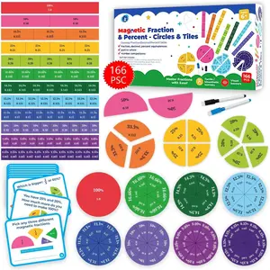 178 PSC  Fraction Tiles & Fraction Circles with Decimals & Percentages, Fraction Strips, Bars, Fraction , Fraction Manipulatives Class Set Kit, Fractions for  Math -