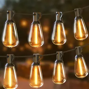 LED Outdoor String Lights Waterproof, Vintage Patio String Lights with ST38 Edison Bulbs, Create a Classic Ambience with Bistro Lights for Yard, Cafe, Camping, Garden Decoration. Warm White Hanging Lights Perfect for Tents,Gatherings,Housewarming Gift