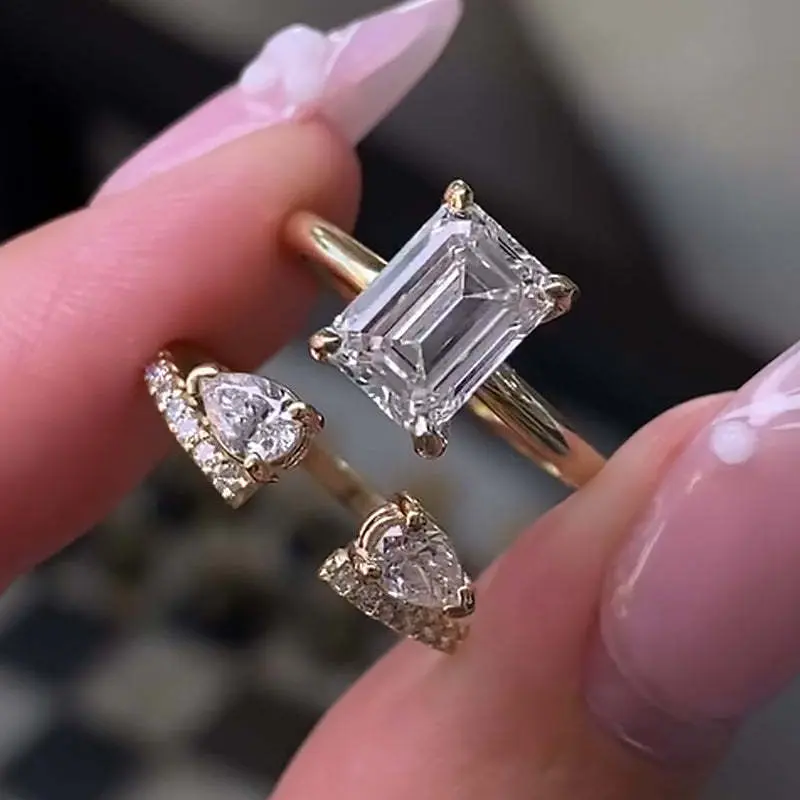 Maxine Vintage 3.5ct Rectangle Cut Engagement Ring Set,Bridal Ring Set,5A Cubic Zirconia Women's Ring Jewelry,Wedding Ring Set for Daily,Travel,Proposal,Birthday,Anniversary, 5A Cz Stone