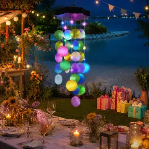 Summer Garden Decor – Colorful Solar Outdoor Shell Wind Chime Hanging Light! Perfect Holiday Gift for Women, Moms, Grandmas & Girls, Waterproof & Durable for Garden Parties, Porch, Patio & Yard