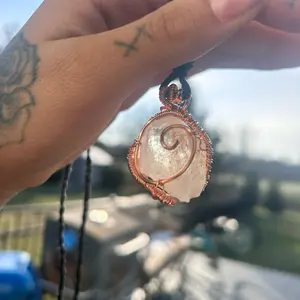 Copper wire wrapped clear quartz