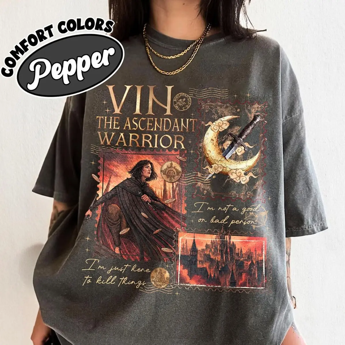 Mistborn Vin Bookish Shirt Comfort Colors, Vintage Luthadel City TShirt, Vin The Ascendant Warrior Shirts, Book Merch
