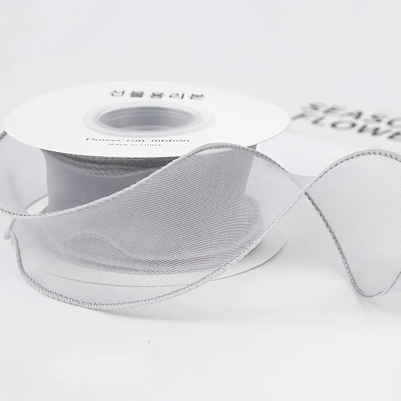 1 Roll Clear Gauze Ribbon - Durable Sheer Organza for Flower Bouquets & Cake Decor - Versatile Craft Tape for Weddings, Valentine’s & Party Embellishments