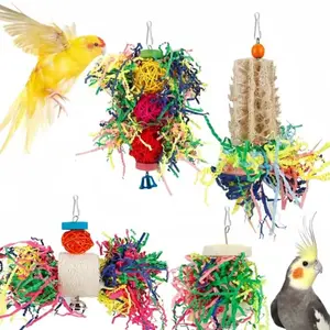Four-Piece Parrot Toy Set, Colorful Paper Rope Balls and Loofah Toys for Birds, Interactive Bird Supplies for Playtime