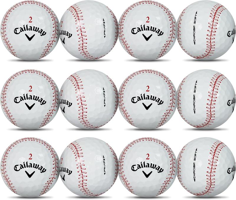 Callaway Chrome Soft Certified Refinished Baseball Golf Balls - 12 Pack - Designed with Stitching Pattern - Par-FECT for Any Golf Outing!