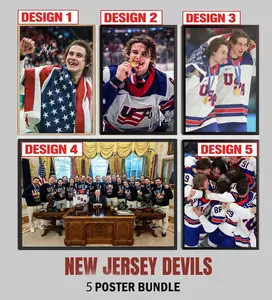[Poster NO INCLUDE FRAME ] Hockey USA Champion Colletion Posters 9.5 Mil Premium Satin Photo Paper Inkjet Printing Highest Resolution Bright Colors Triangular Tubes Durability