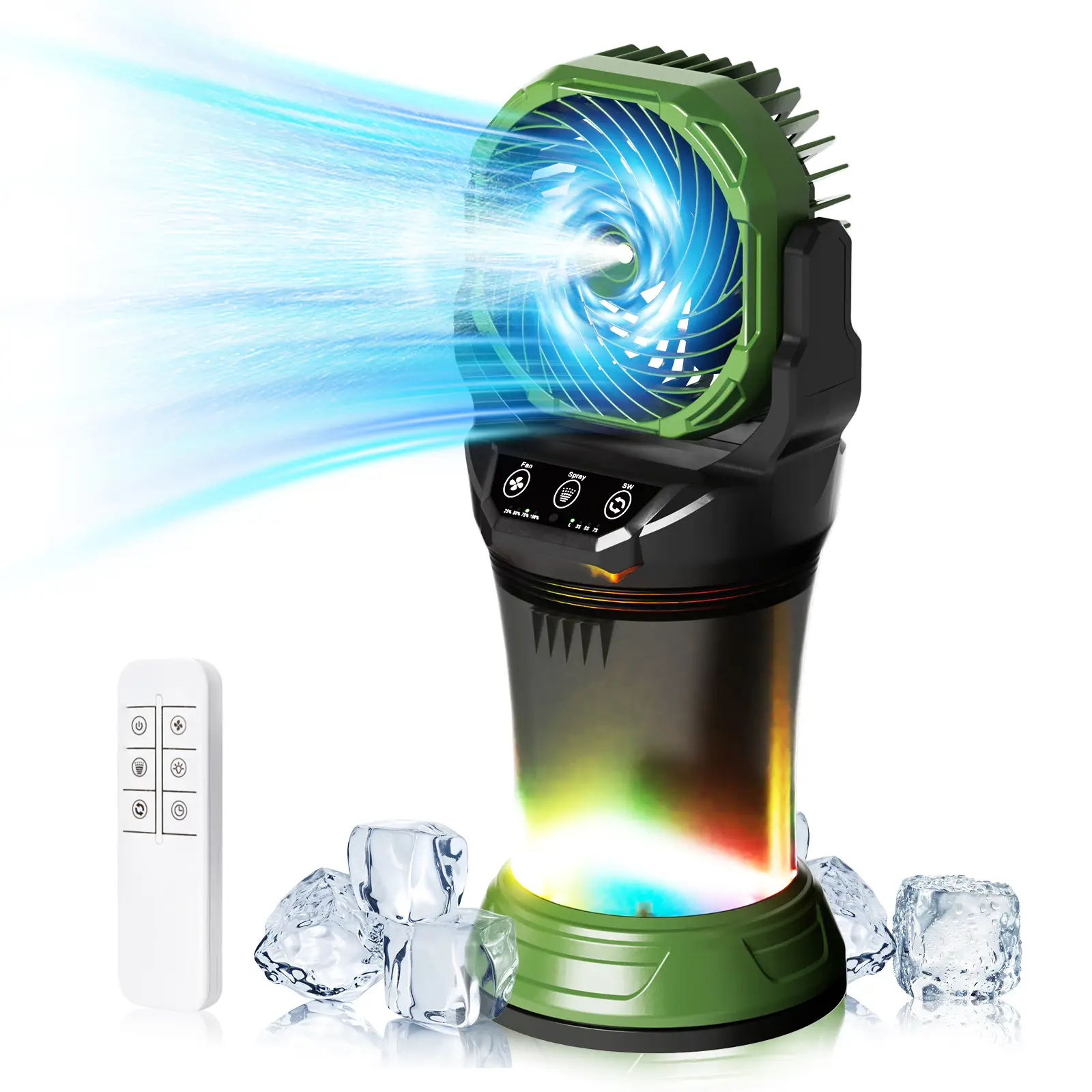 Daonlc Portable Misting Fan with Remote & 30000mAh Rechargeable Misting Fans for Outside Patios Camping Beach & Workshops Mist Fan Portable for Outdoo