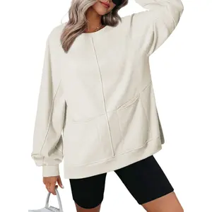 Dokotoo Womens Oversized Sweatshirt 2026 Casual Crewneck Long Sleeve Shirts Solid Color Pullover Tunic Tops Outfits