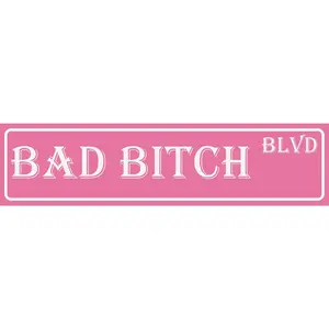 Pink Room Decor Bad Bitch Blvd Metal Tin Sign Funny Bitch Blvd Sign Street Signs For Bedroom Bad Girls Club Decorations Room Decor Aesthetic For Teen Girls Women Aesthetic Wall Decorations 4"x16" Plaque