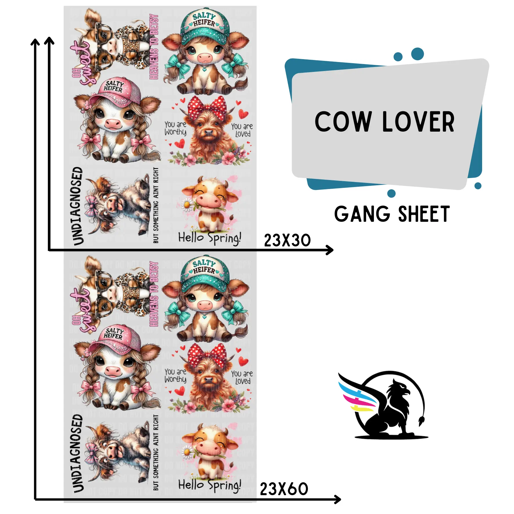 Cow Lover | Premade DTF Transfer Gang Sheet For Graphic Tees