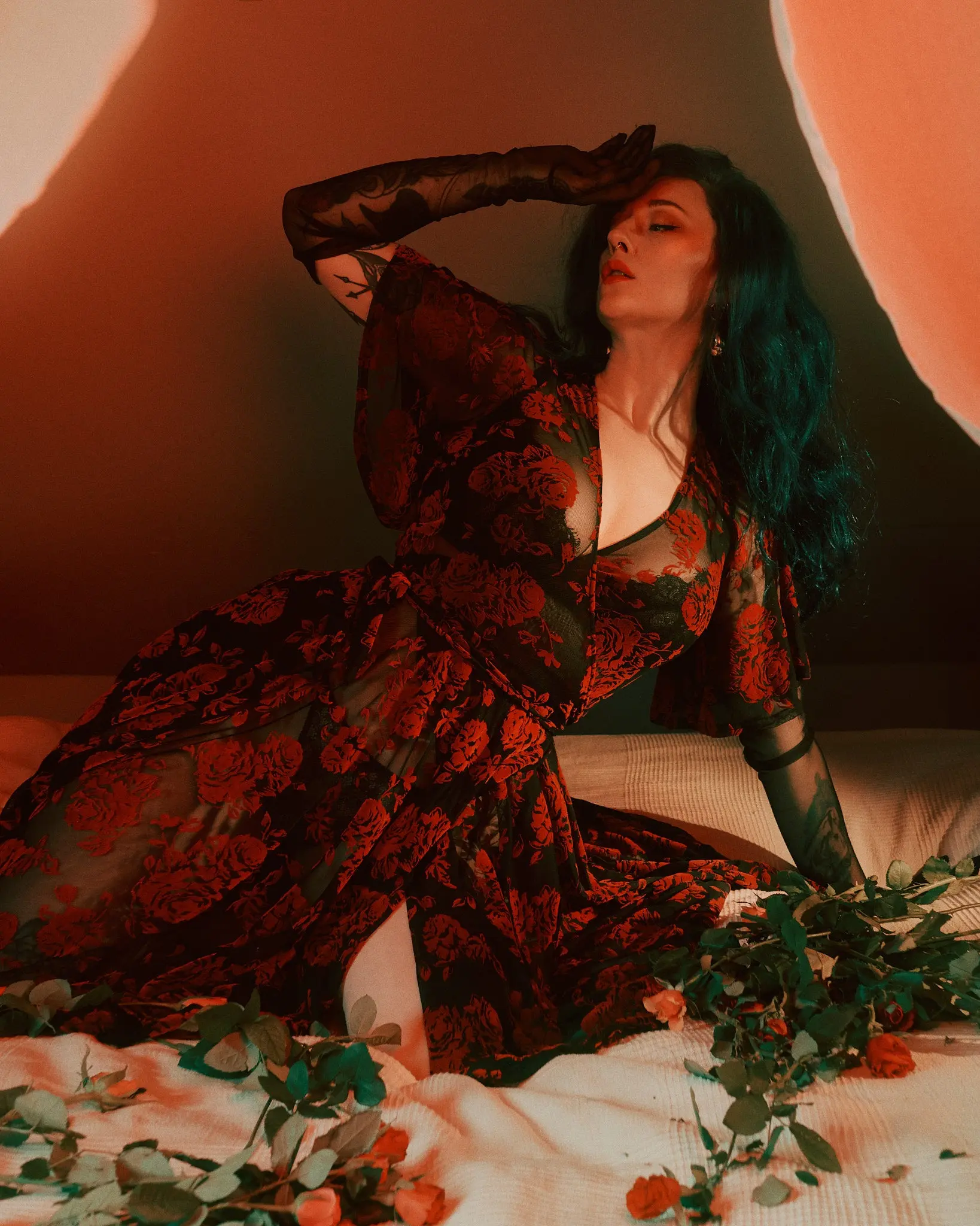 *PRE ORDER* Aurora Wrap Dress in Flocked Red Roses