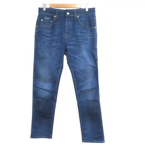 Pre-owned GUCCI Denim Small Leather Goods Logo Patch Pants