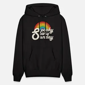 Spooky Scary Sunday Rainbow Print Mens Hoodie Loose Comfortable Cotton Blend Round Neck Long Sleeve Sweatshirt For All Seasons Wear