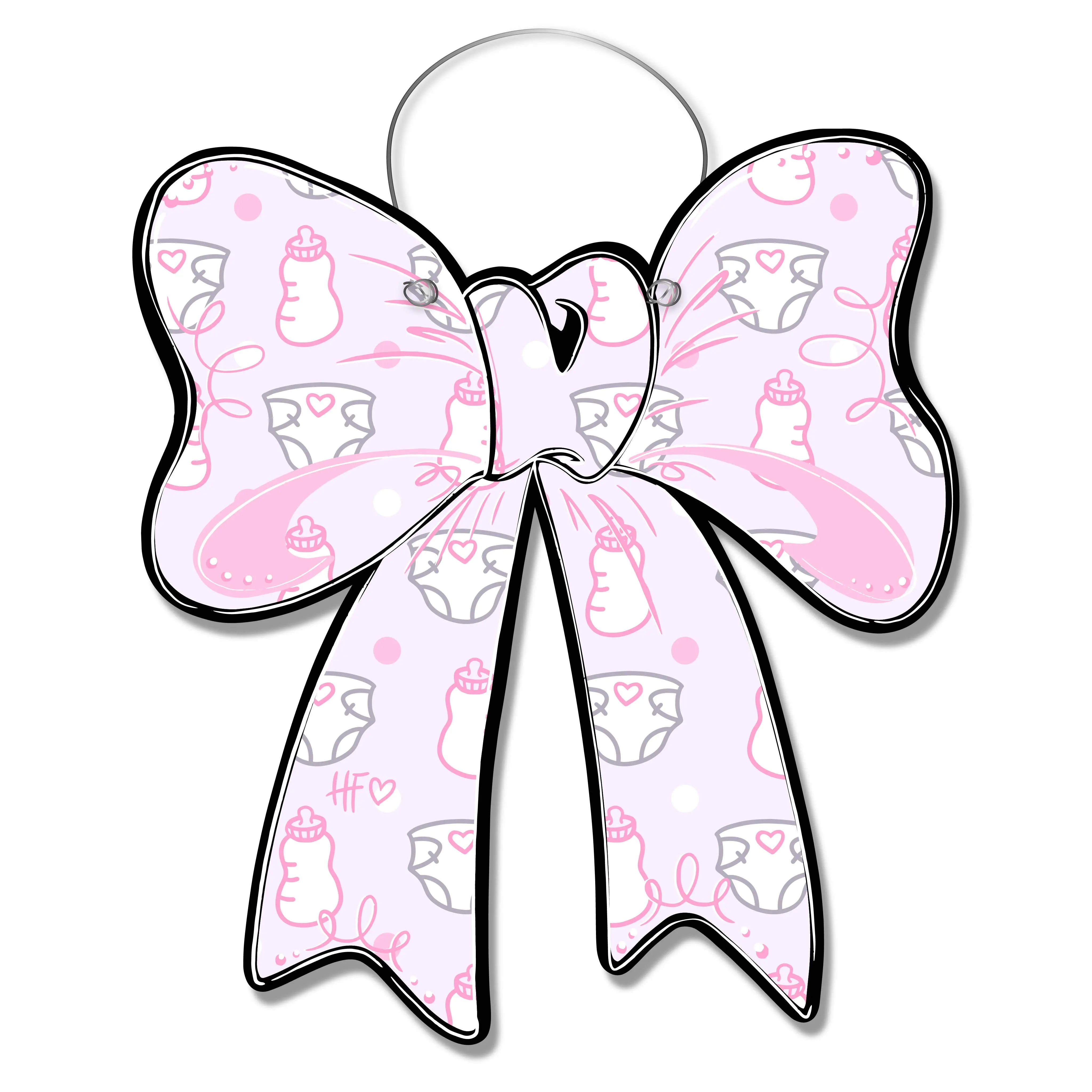 Lavender Baby Girl Bow Door Hanger, Festive Home Decoration for Holiday Celebrations