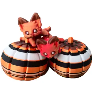Pumpkin Spice Fox  - 3d Printed Pumpkin Fox Figurine - Fall Decoration