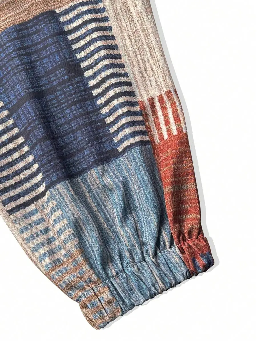 Manfinity RSRT INS Loose Casual Harlon Trousers For Men, Collage Print Hip Hop Lantern Pants, Clothing For Everyday Outdoor Vacations.Men's Casual Loose Baggy Plaid Patchwork Harem Pants, Hip Hop Style Patchwork Pants Pants Men Baggy Baggy Pants For Men