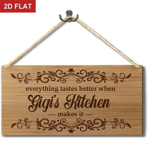 Gigi Kitchen Wooden Signs Wall Hanging, Mother's Day Birthday Gifts for Grandmother from Grandkids, Gigi's Kitchen Wall Art Decor Vintage Plaque Decor for Home Dining Room 11.8x5.9 In