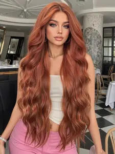 Long Curly Wig, 13x6 HD Lace Front Hairline, 32 Inch Heat Resistant Synthetic Fiber, Natural Look, Suitable for All Seasons