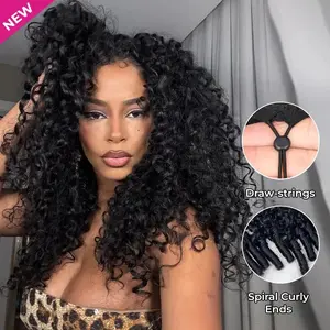 QTHAIR 5x5 Pre Cut Lace 250% Density Burmese Curly Wear Go Glueless Wig With Drawstring Invisible Hairline Human Hair Wigs for Beginners