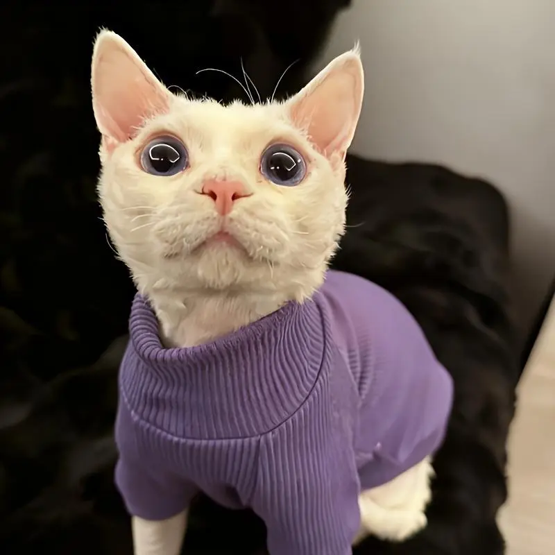 Three-color Options Sphynx Hairless Cat Warm Two-legged Clothing, Skin-friendly, Breathable, Machine Washable, Universal for Cats and Dogs, Maltese Autumn/winter Home Base Layer Shirt