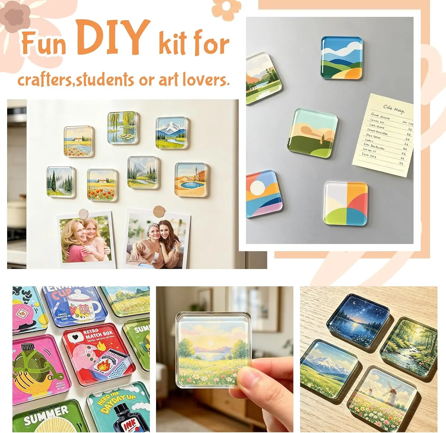 Upgraded Clear Acrylic Fridge Magnets, Halloween DIY Fridge Magnets for Spooky Season,  Frames for Crafts, Kitchen, Classroom, Party & Office