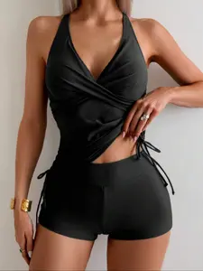 Women's Two-Piece Swimsuit Set, Tankini Swimwear, Tankini Bathing Suits, Tankini With Shorts, Tankini Bottoms Set, Conservative Cut Bikinis, Beach & Pool Wear, Comfortable Women's Bathing Suit