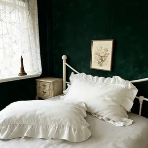 2 Pcs Ruffle Pillowcases, No Filler, Soft Microfiber Pillow Cases with Frilly Trim, Shabby Chic Decorative Pillow Covers for Bedroom,Year-Round Use,Cool Bed Accessories,Home Bedroom-Ideal Gift