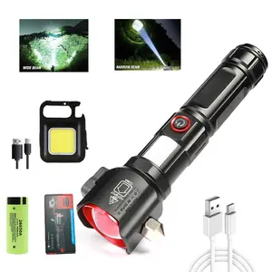 FCESUY Aluminum Alloy  Safety Hammer Flashlight/Waterproof LED High Power Flashlight Charging Library/Night Walking/Camping Cycling/Outdoor Adventure/Night Walking/Free Aluminum Alloy Keychain Emergency Light, (2 pieces)