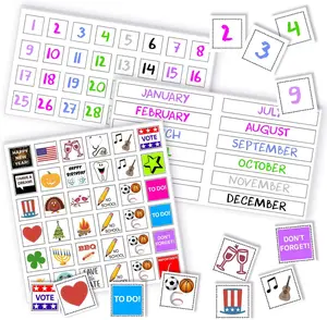 Magnetic Month Labels, Dates & Holidays (White)