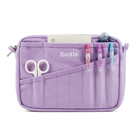 Soolla® Studio Pouch, Lilac Love – 20-Pocket A5 Stationery & Art Tool Organizer with YKK Zipper