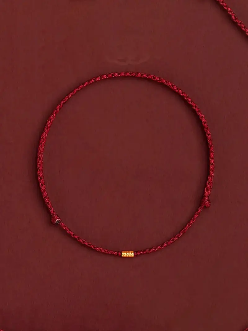 Handmade Bohemian Braided Bracelet for Women - Adjustable Red & Golden Lucky Charm Woven Cord Jewelry, Unisex Gift for Casual Attire, Durable Polyester Fiber with Natural Variations, Good Luck Charm, Vintage Style, Trendy Jewelry, Artisanal Craftmanship