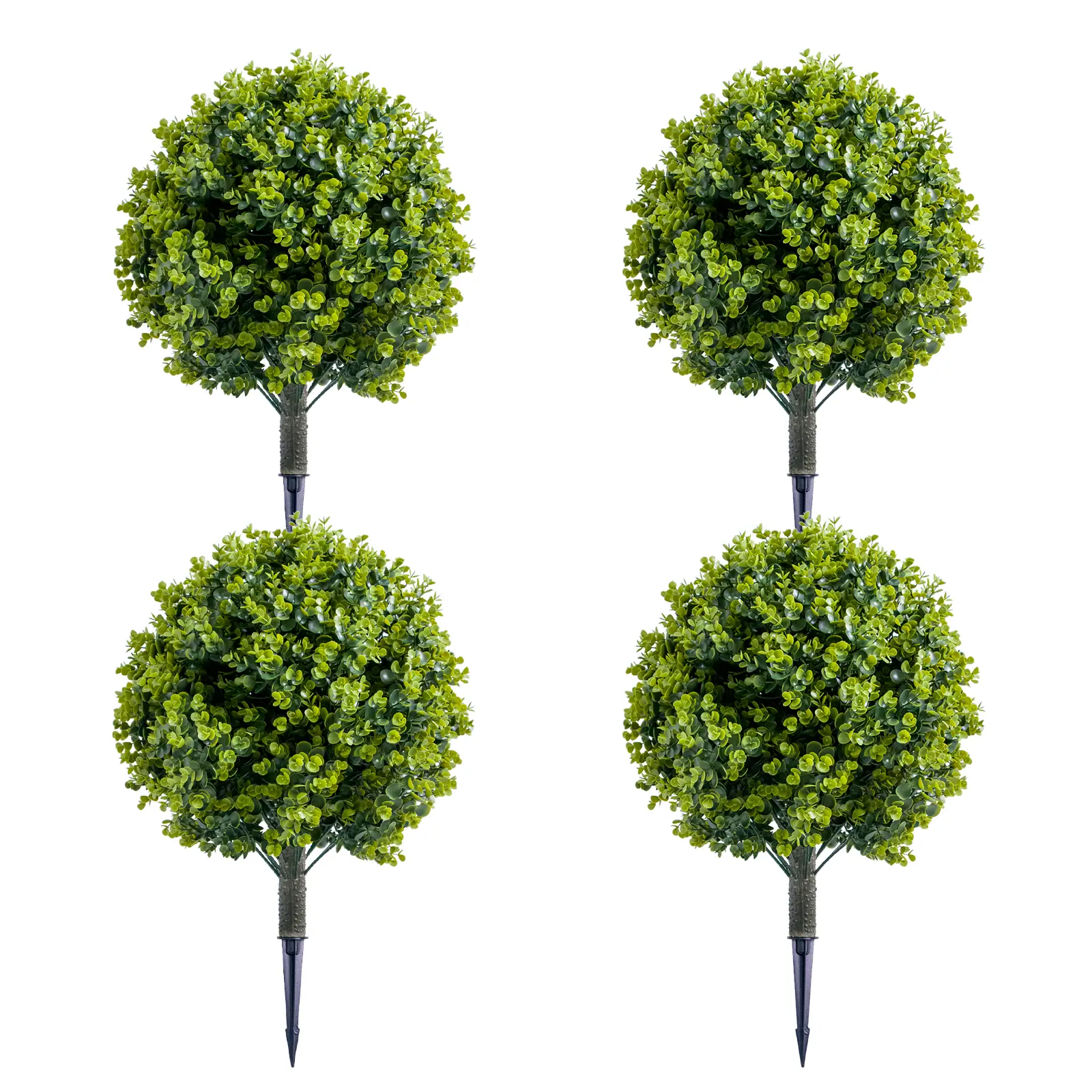 Artificial Topiary Ball Tree with Metal Ground Spike, Fake Artificial Topiary Tree for Garden Decor, Easy to Install, Plant, Leaf