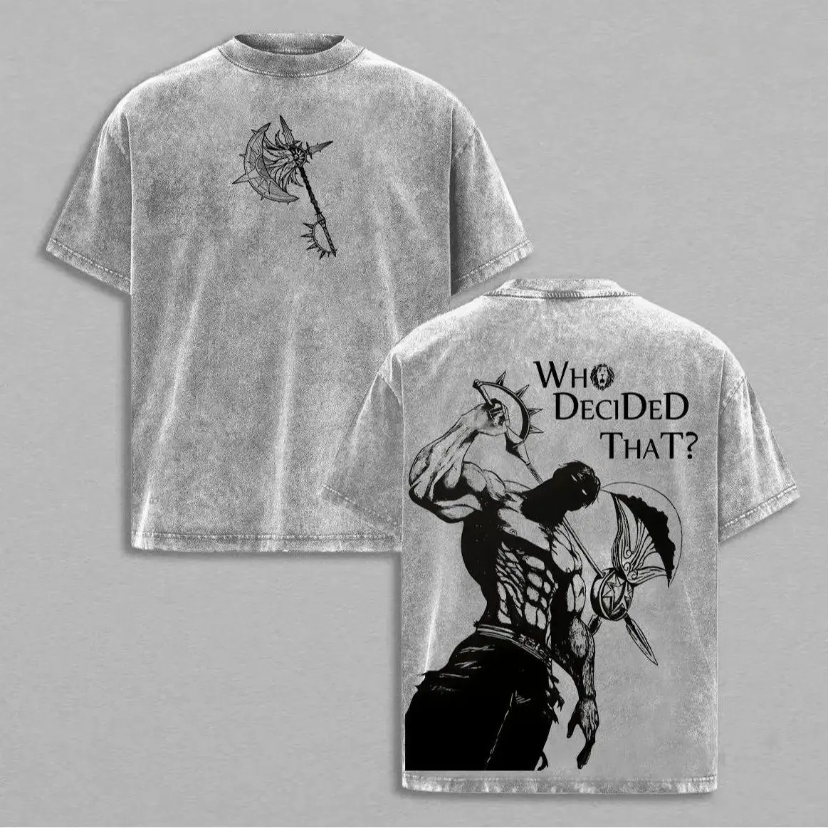 Seven Deadly Sins Escanor Oversized Graphic Tee Vintage Acid Wash Anime T Shirt Y2K Streetwear Gym Pump Cover Heavy Cotton Mens Retro Manga Merch Tiktok Finds Trendy Dark Aesthetic Workout Fit Casual Top Pride Sin Nanatsu No Taizai Activewear
